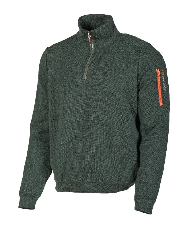 Deal Mania HADAR HALF ZIP WINDBREAKER, 100% MERINOWOLLE — RIFLE GREEN