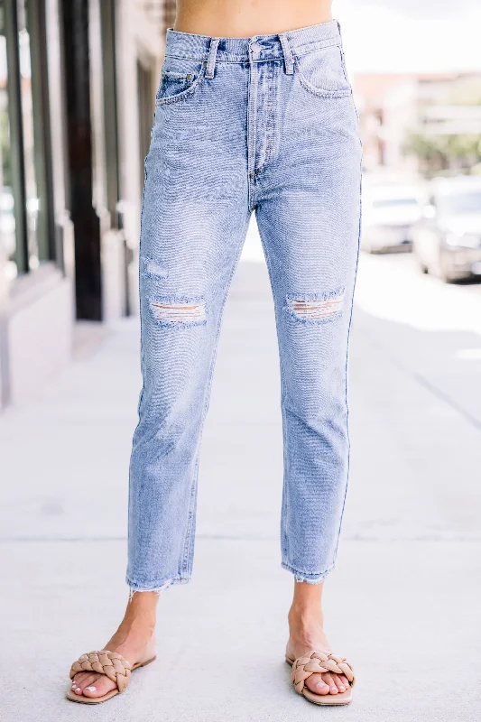 Special Offer Share Your Story Medium Wash Distressed Mom Jeans