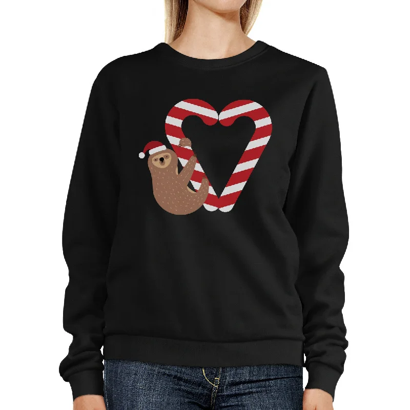 Take Advantage Candy Cane And Sloth Sweatshirt Winter Pullover Fleece Sweater