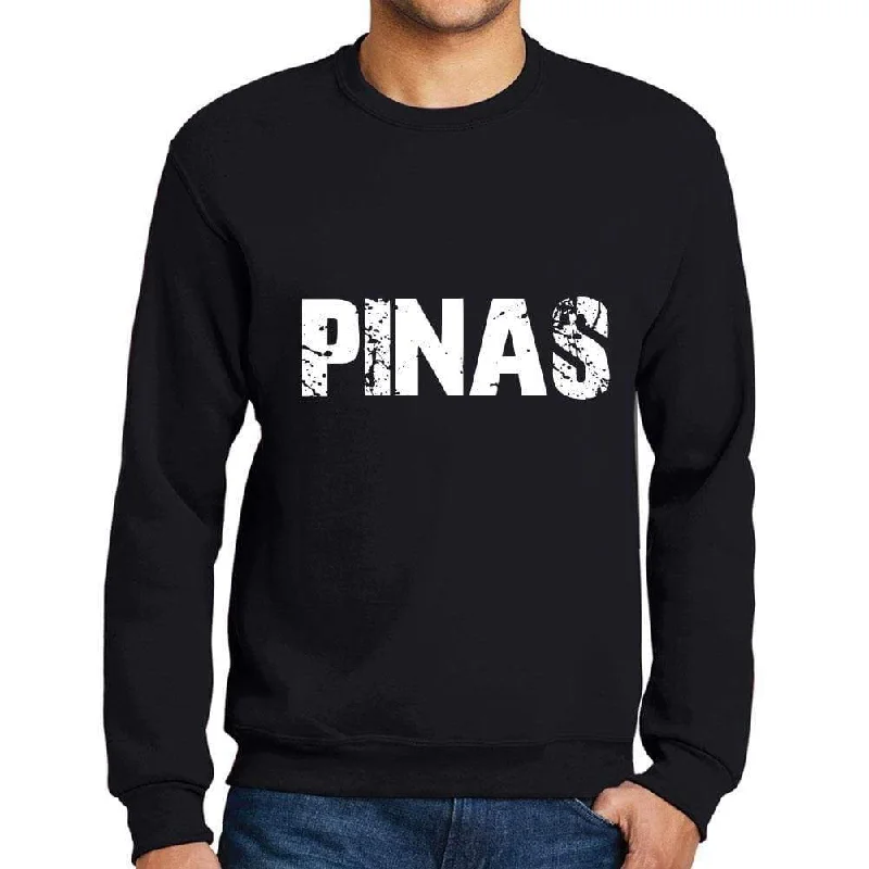 Extra Discount Men's Printed Graphic Sweatshirt Popular Words PINAS Deep Black