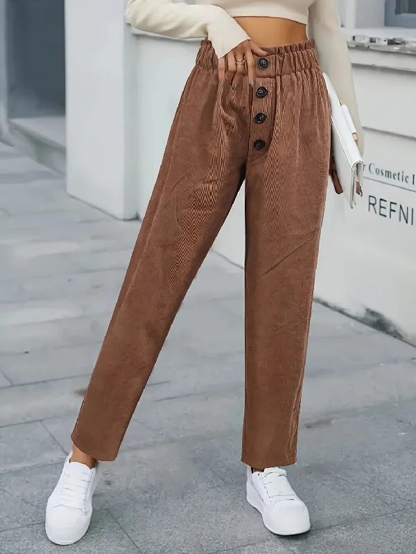 Weekend Deals That Spark Decorative Button High Waist Pants