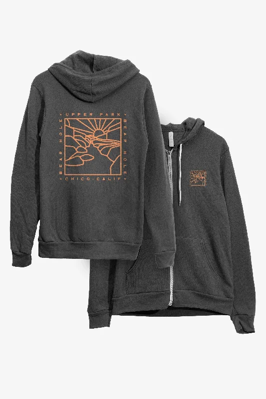 Price Reduction Bear Hole Monoline Zip Up Hoodie Sweatshirt