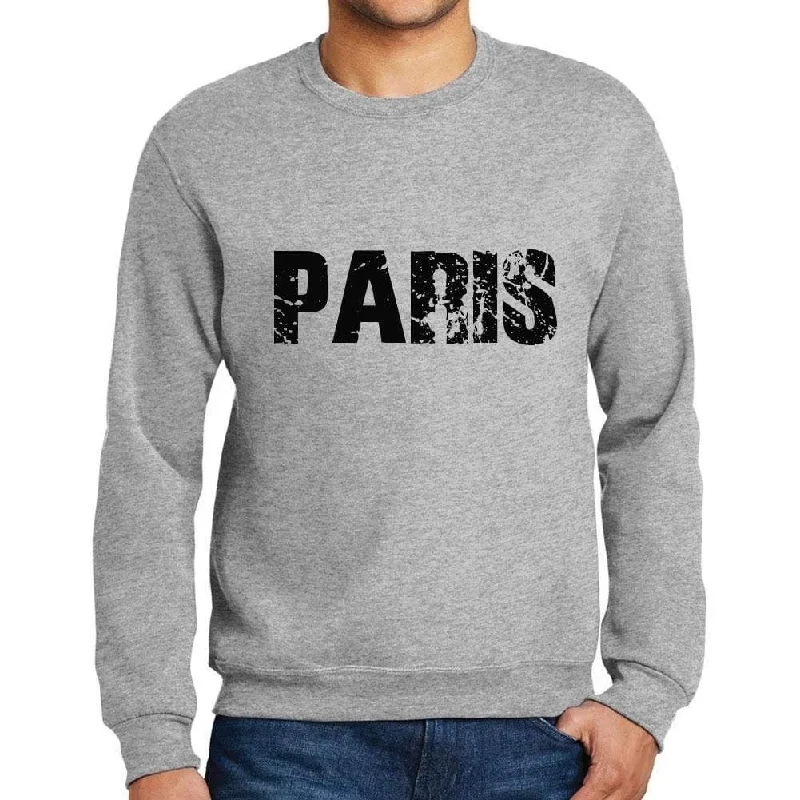 Don't Miss Out Men's Printed Graphic Sweatshirt Popular Words PARIS Grey Marl