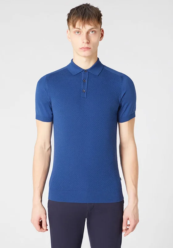 Remus Uomo Slim Fit Knitted Polo Shirt, Blue