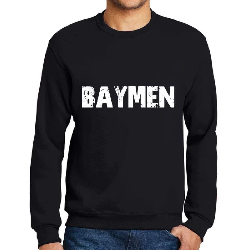 Must-Have Deals Men's Printed Graphic Sweatshirt Popular Words BAYMEN Deep Black