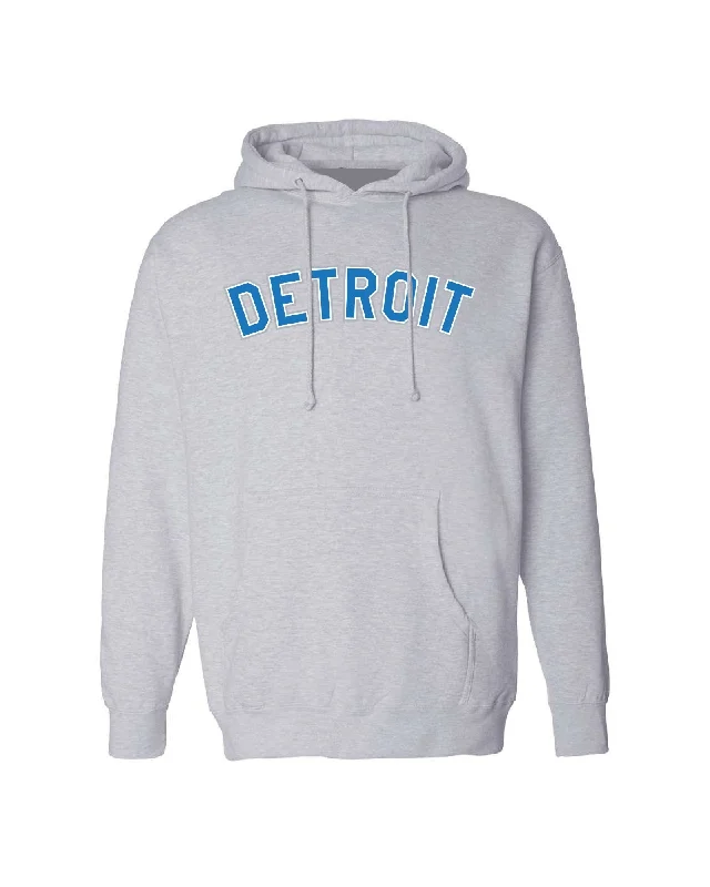 Best Seller Ink Detroit -  Honolulu blue and silver print on Athletic Grey Hoodie
