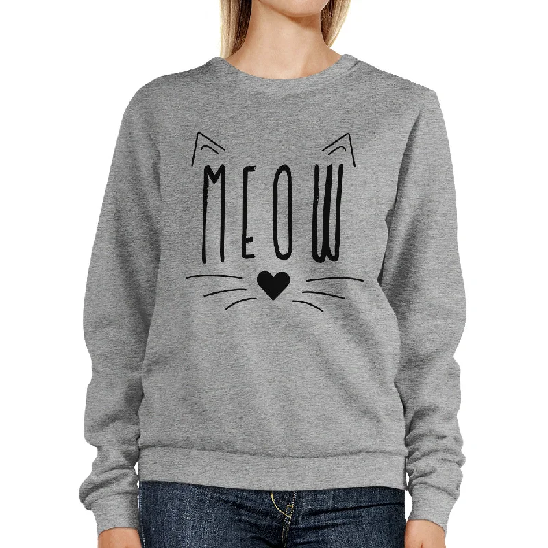 Final Offer Meow Sweatshirt Cute Back To School Pullover Fleece Sweater