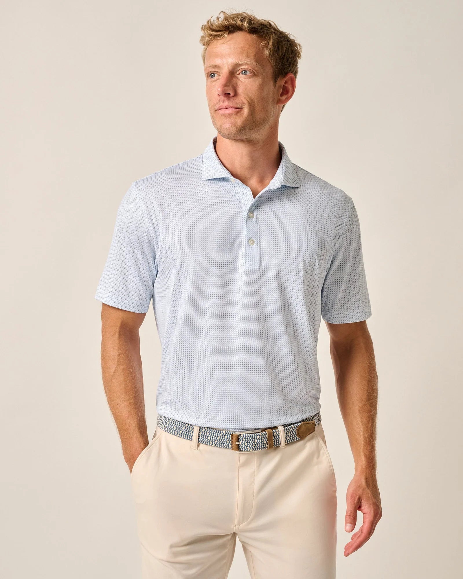 Super Bargain Johnnie-O Tee Time Prep-Formance Polo Shirt - Barrels Blue