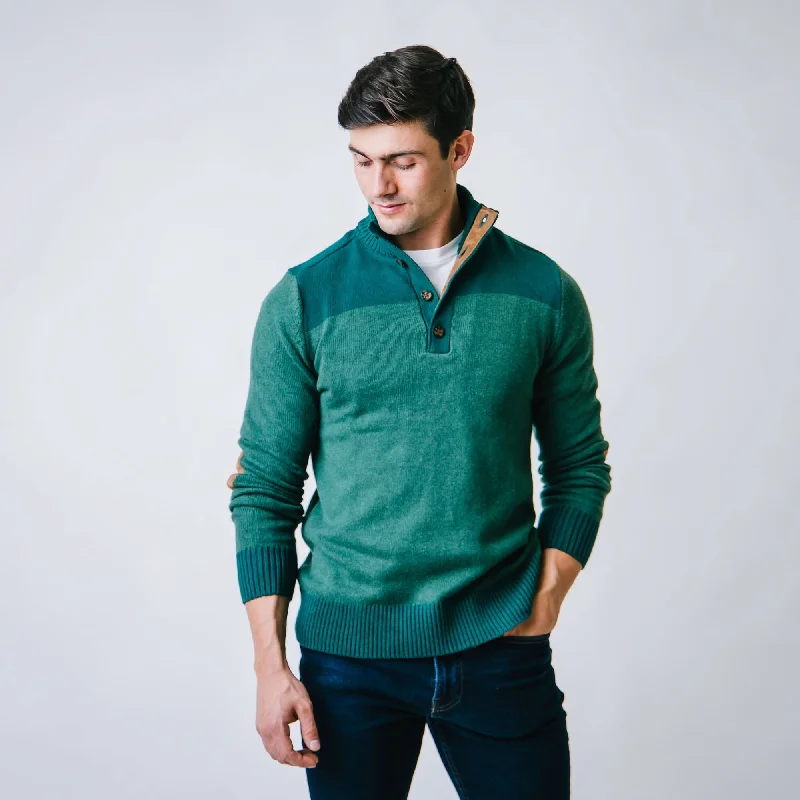 Organic Contrast Sweater with Elbow Patches