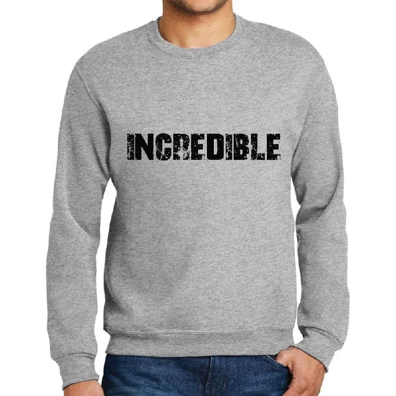 Unwind with Weekend Discounts Men's Printed Graphic Sweatshirt Popular Words INCREDIBLE Grey Marl Unwind with Weekend Discounts Men's Printed Graphic Sweatshirt Popular Words INCREDIBLE Grey Marl