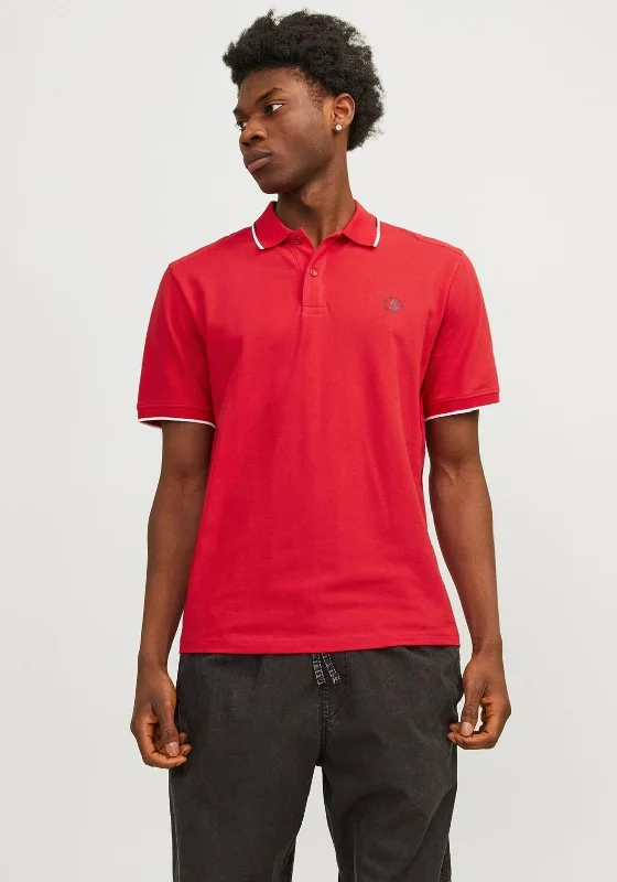 Hurry In Jack & Jones Logo Polo Shirt, True Red