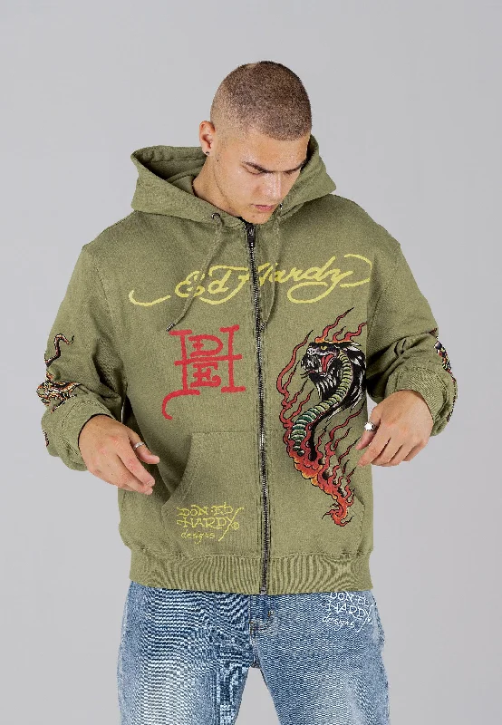 Weekend Offers That Excite Mens Double-Venom Graphic Hoodie - Khaki