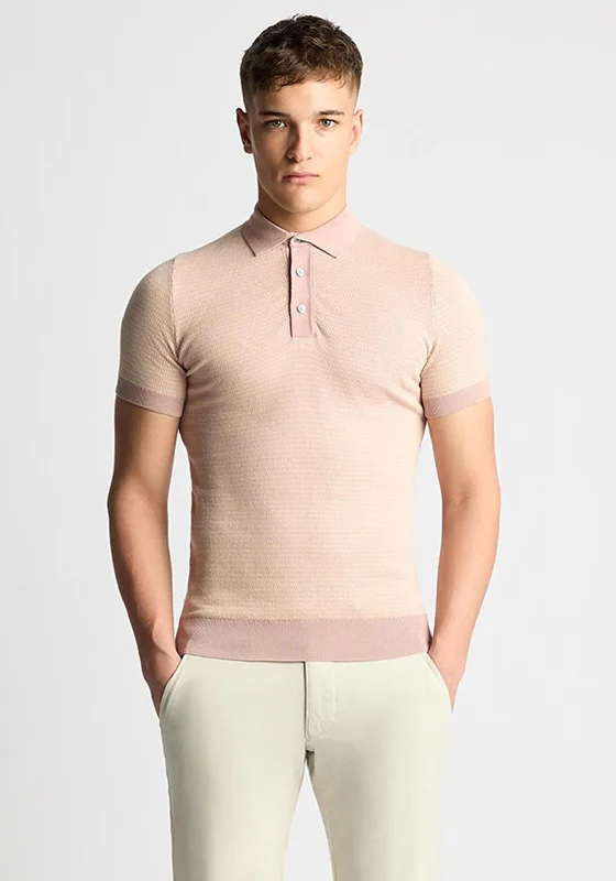Online Exclusive Remus Uomo Slim Fit Knitted Polo Shirt, Salmon