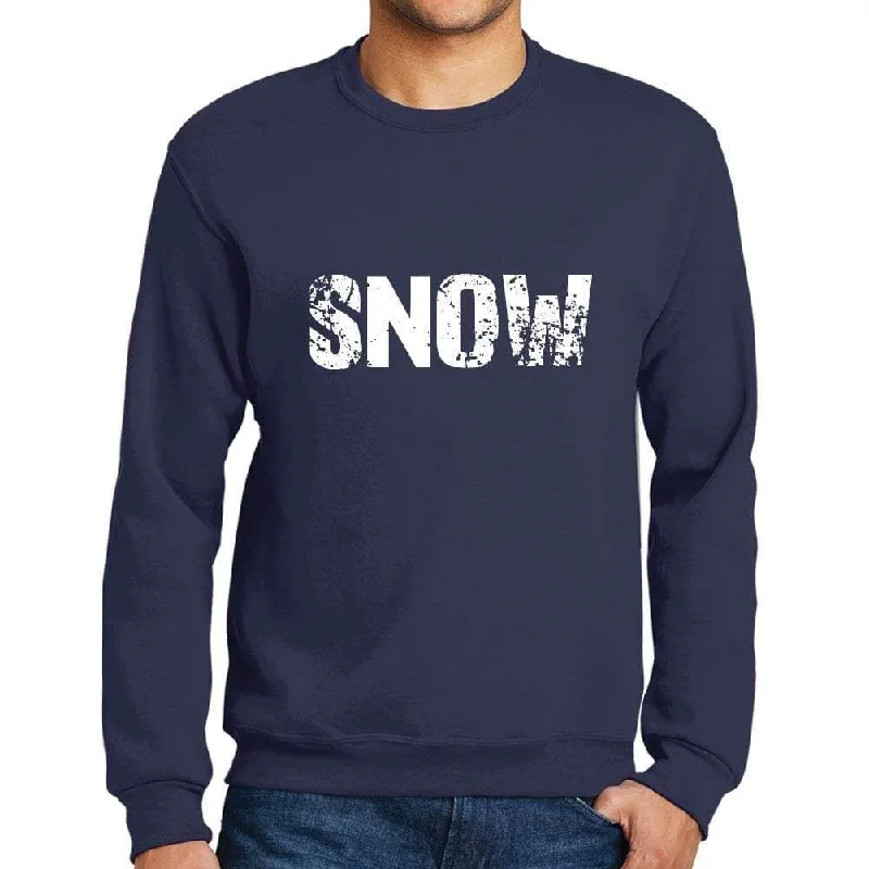 Men's Printed Graphic Sweatshirt Popular Words SNOW French Navy