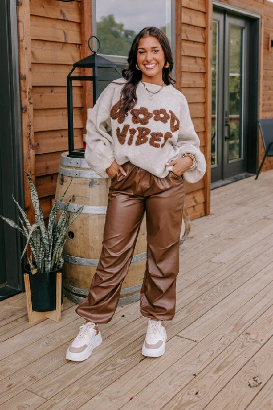 Weekend Bargains to Cherish The Aubrey High Waist Faux Leather Pants In Chocolate