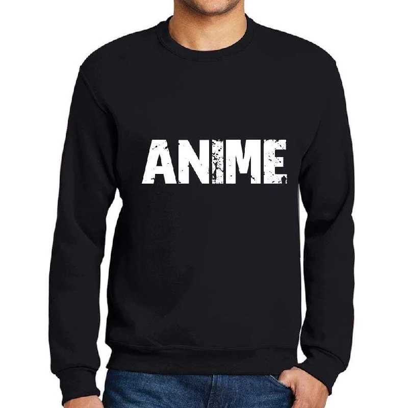 The Best Prices Men's Printed Graphic Sweatshirt Popular Words ANIME Deep Black