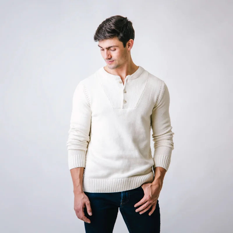 Henley Sweater with Rib Details