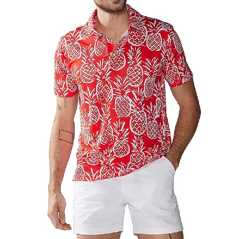 Massive Savings Chubbies The Thigh Napple Performance Polo Shirt - Bright Red