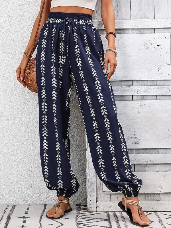 Weekend Discounts You Deserve Tied Printed High Waist Pants