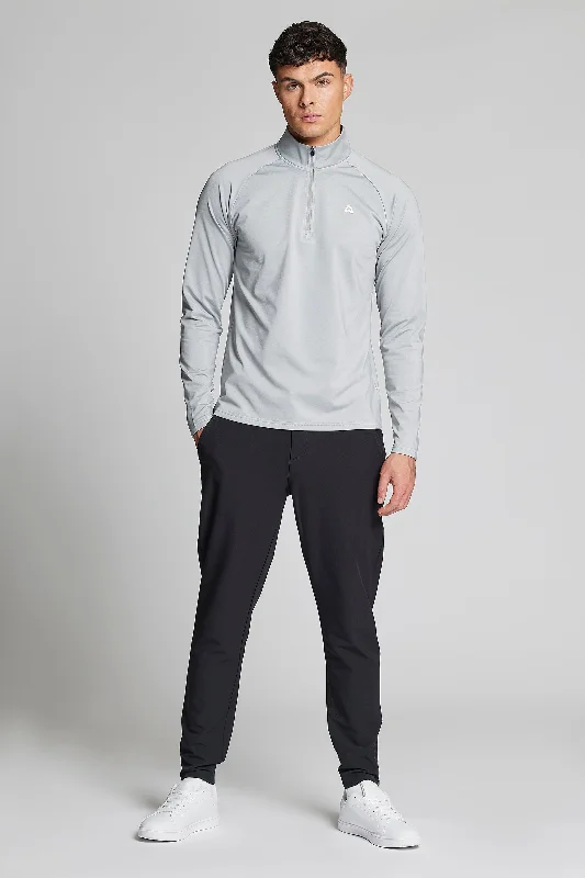 Fleece Back Slim Fit 1/4 Zip Top - Driver Grey