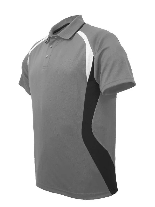 Online Exclusive Golf Sports Panel Polo Shirt - Grey/Black/White
