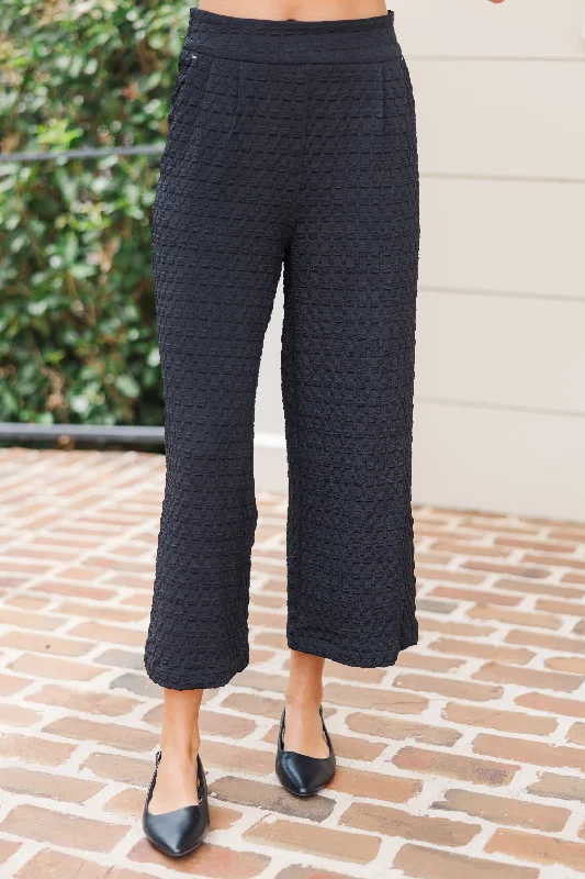 Weekend Specials to Cherish Going Well Black Textured Trousers