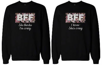 Deal Dash BFF Matching Sweater Crazy BFF Floral Print Sweatshirts for Best Friends