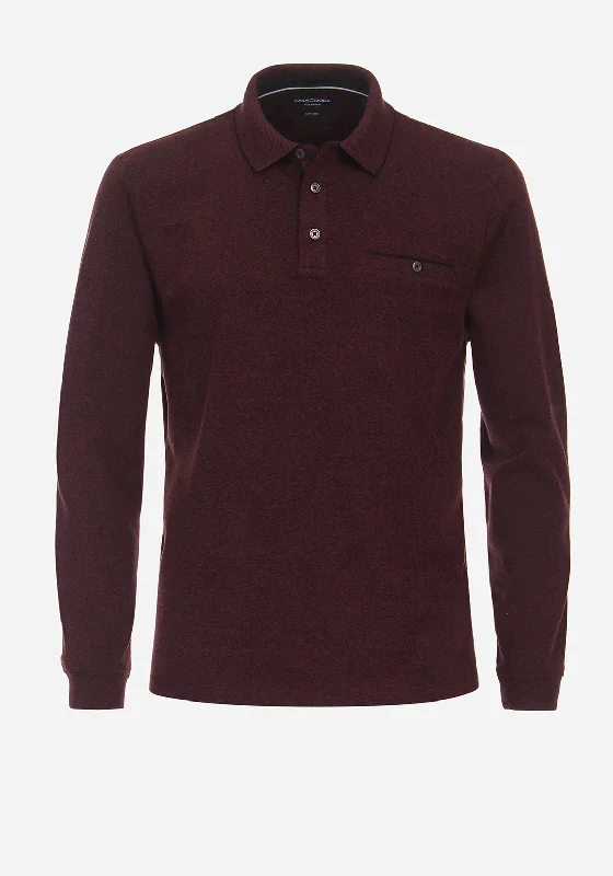 Casa Moda Long Sleeve Polo Shirt, Merlot