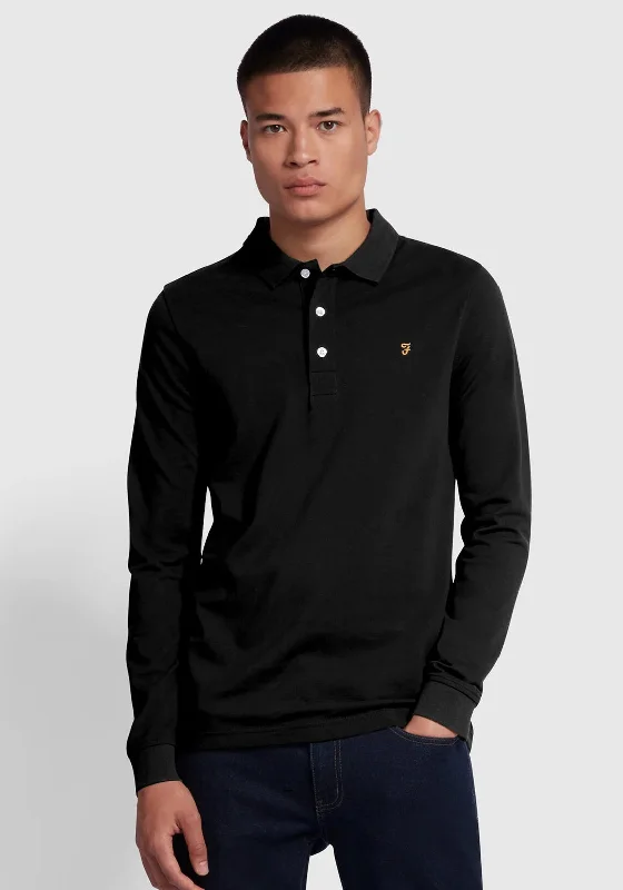 Farah Blanes Long Sleeve Polo Shirt, Black