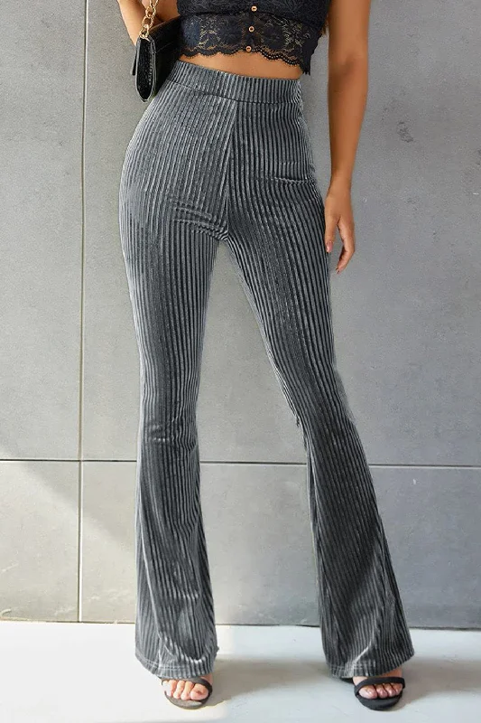 Weekend Wonders Await! Ribbed High Waist Flare Pants