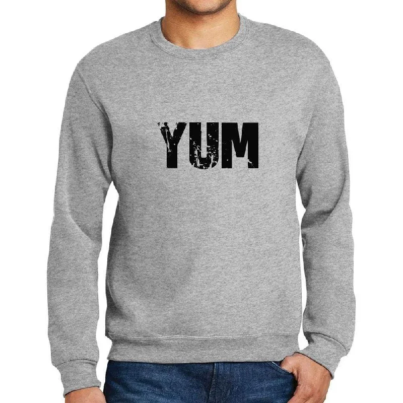 Weekend Deal Men's Printed Graphic Sweatshirt Popular Words YUM Grey Marl