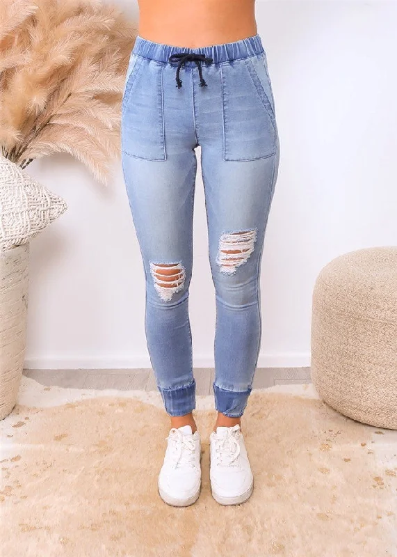 Weekend Bargains to Snag Leoni Ariana Denim Joggers Blue