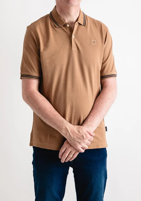 Limited Time Discount Bugatti Stripe Collar Polo Shirt, Sand