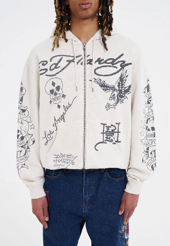Weekend Savings Spree Mens Death-Before Mono Hoodie - White