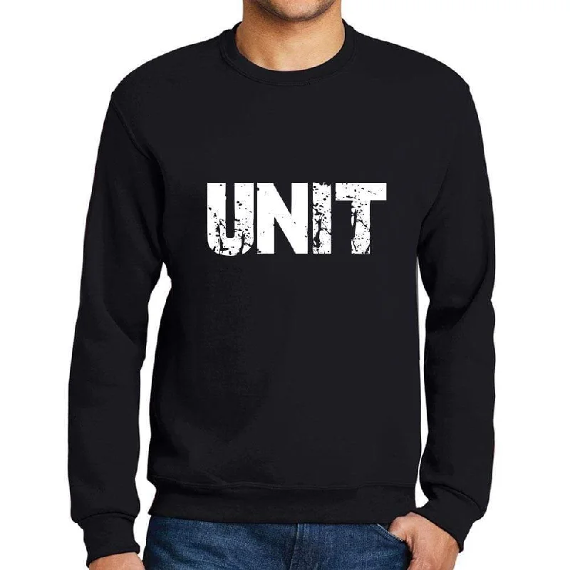 TIME-Limited Offer Men's Printed Graphic Sweatshirt Popular Words UNIT Deep Black