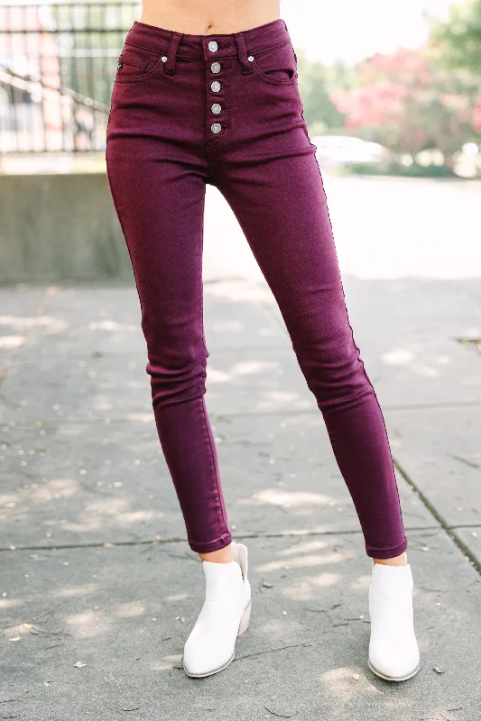 Weekend Savings Spectacle KanCan: Just A Dream Burgundy Red Skinny Jeans