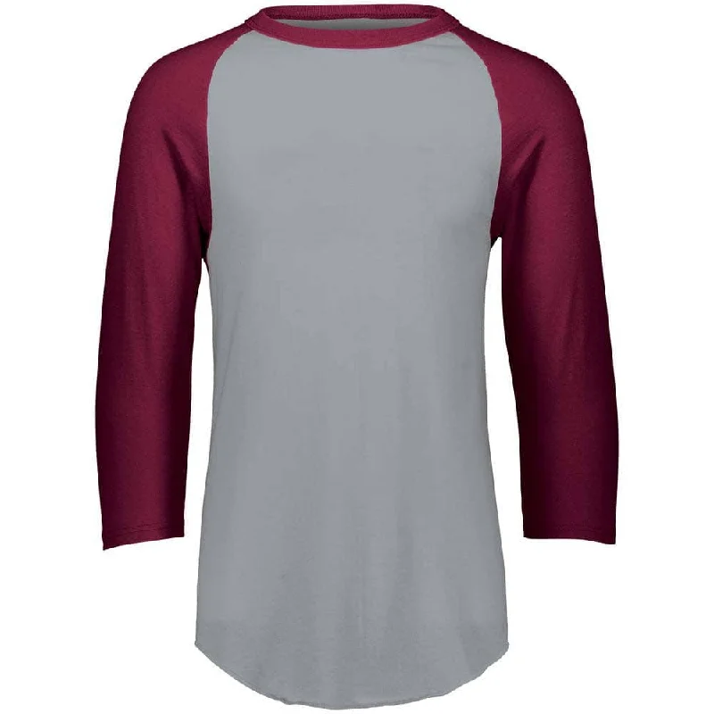 Overstock 3-4 Sleeve Retro 2.0 Baseball Jersey Grey-Maroon