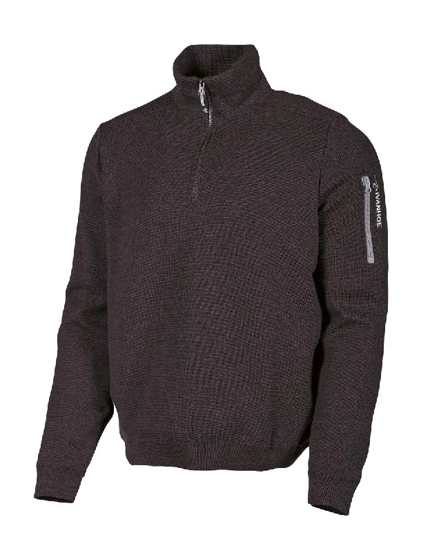 Closeout HADAR HALF ZIP WINDBREAKER, 100% MERINOWOLLE — BLACK