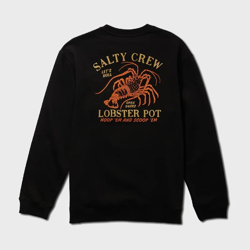 Salty Crew Mens Lobster Pot Crew Fleece - Black