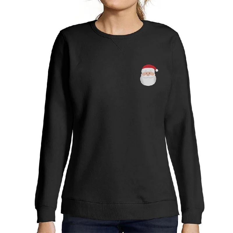 Exclusive Deal ULTRABASIC - Women's Printed Graphic Little Santa Cool Christmas Sweatshirt Gift Tee Deep Black