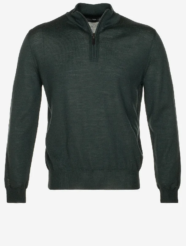 Savings Spectacular Half Zip Merino Wool Knitwear Green