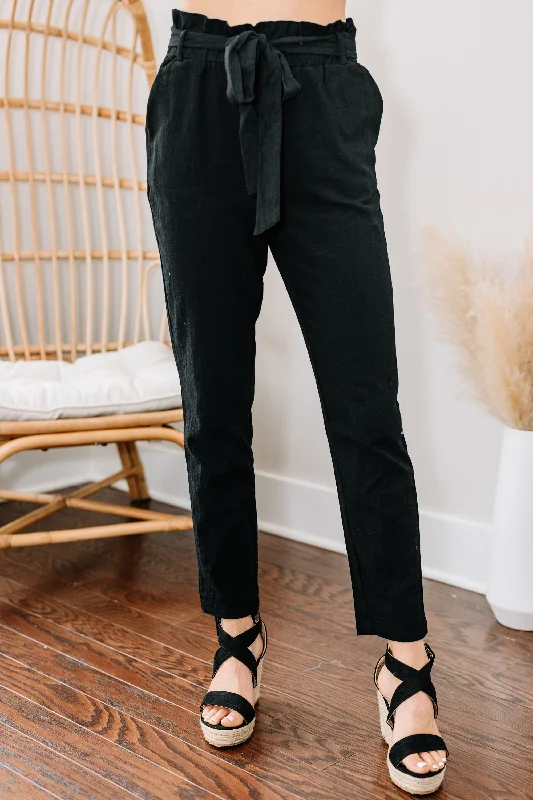Top Pick Back To The Grind Black Paperbag Pants