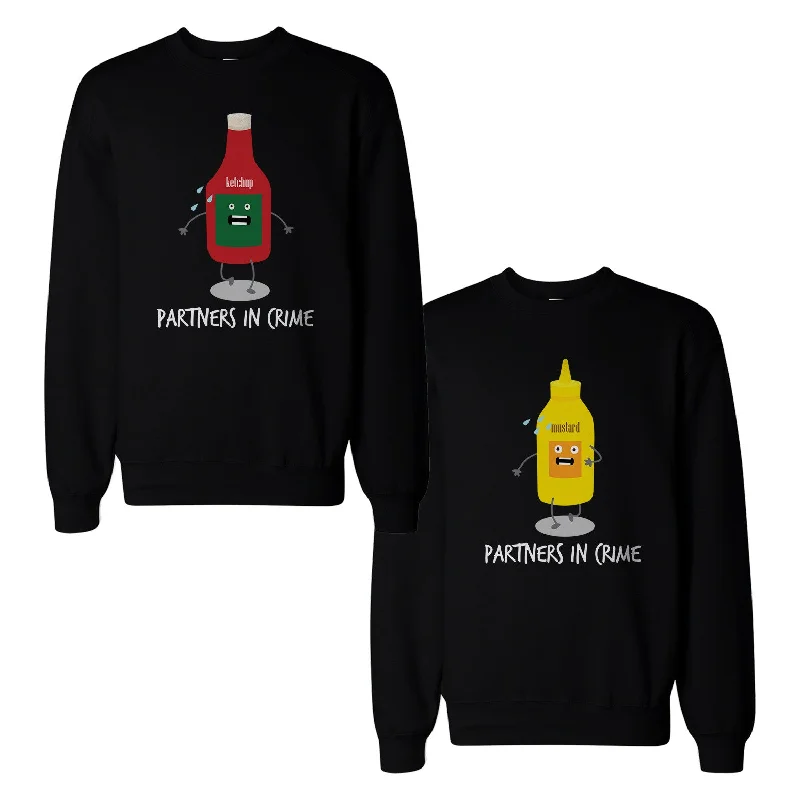 Super Sale Ketchup And Mustard Couple Sweatshirts Cute Matching Sweat Shirts
