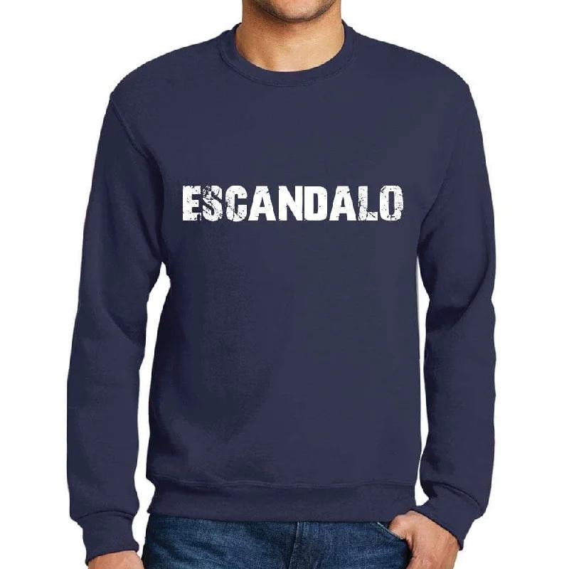 Crazy Deal Men's Printed Graphic Sweatshirt Popular Words ESCANDALO French Navy