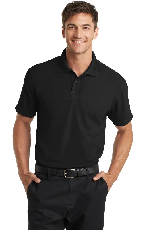 Bargain Alert Port Authority Mens Dry Zone Moisture Wicking Short Sleeve Polo Shirt - Black