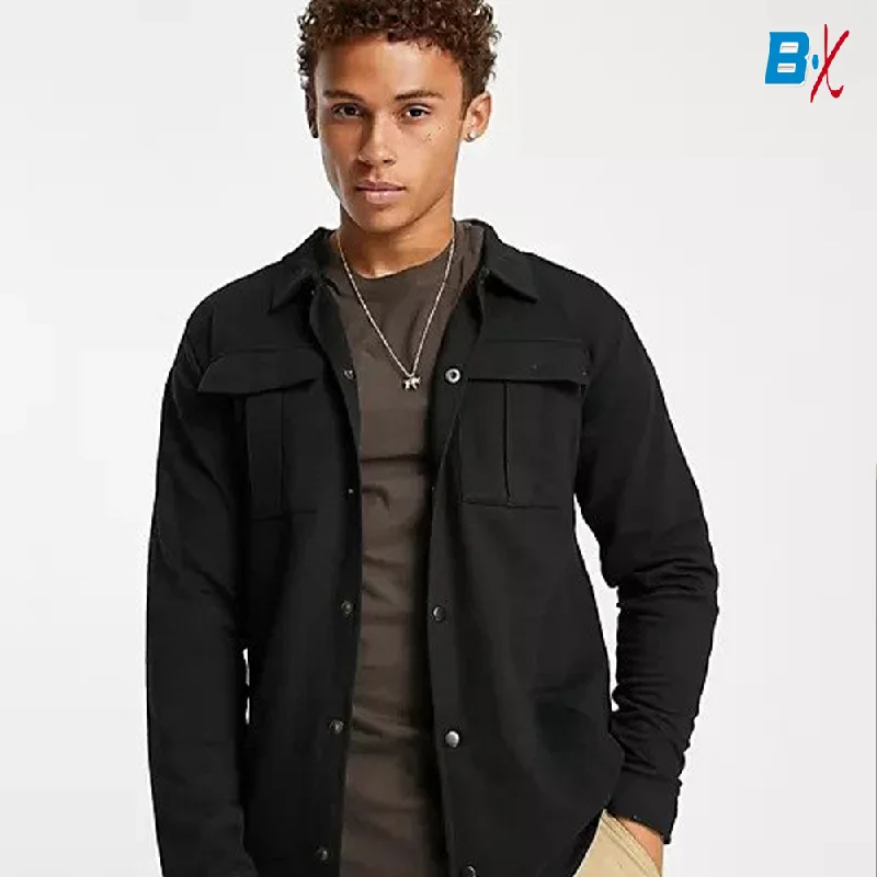 Blowout Deals SS Double Pocket Black Full Sleeve Shirt 10095