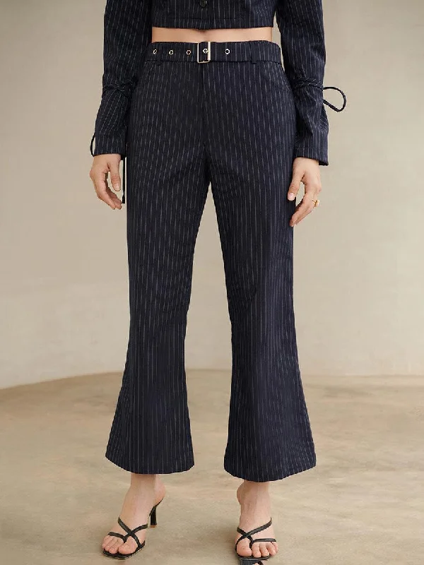 Weekend-Only Price Drops Striped Flare Leg Pants With Belt