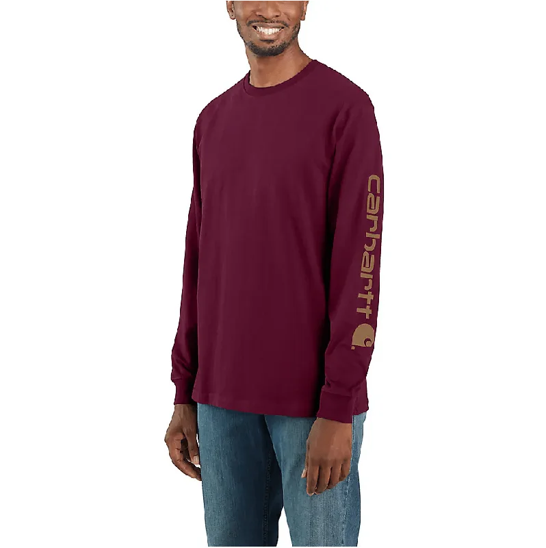 K231 - Loose fit heavyweight long-sleeve logo sleeve graphic t-shirt  - Port/Carhartt Brown