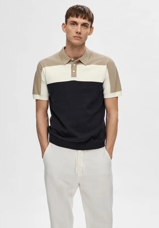 Daily Deals Selected Homme Mattis Colour Block Polo Shirt, Sky Captain