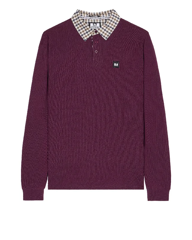 Special Savings Walker Long Sleeve Polo Shirt Acai Berry/Mid House Check